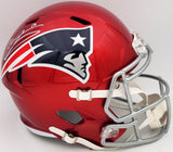 MAC JONES AUTOGRAPHED PATRIOTS FLASH RED FULL SIZE HELMET BECKETT QR 202962