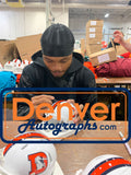 Troy Franklin Autographed Denver Broncos 23 Snowcap Mini Helmet Beckett 48001