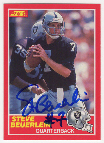 Steve Beuerlein Signed Raiders 1989 Score Football Rookie Card #20 -SCHWARTZ COA
