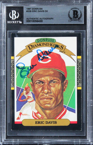 Reds Eric Davis Authentic Signed 1987 Donruss #22B Card BAS Slabbed