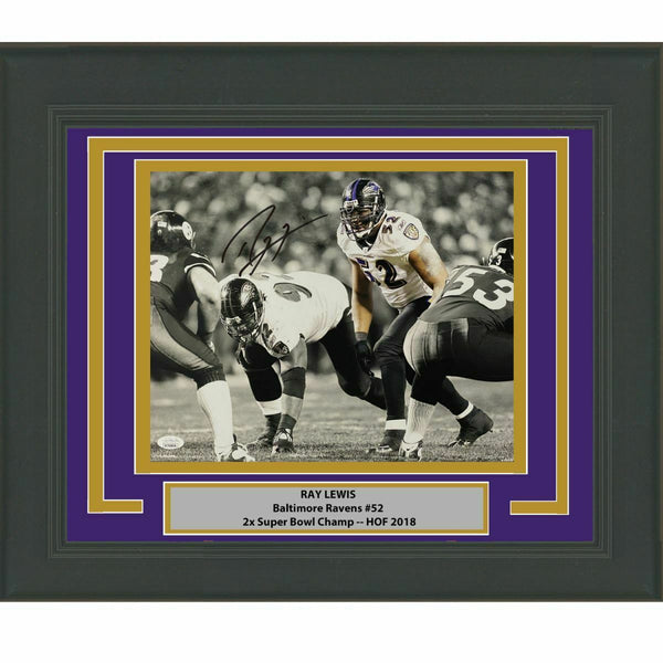 FRAMED Autographed/Signed RAY LEWIS Baltimore Ravens 11x14 Photo JSA COA