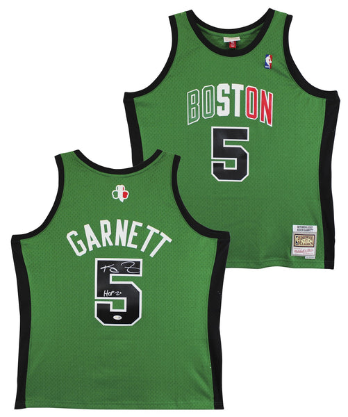 Celtics Kevin Garnett "HOF 20" Signed 10/6/07 Kelly Green M&N HWC Jersey JSA Wit