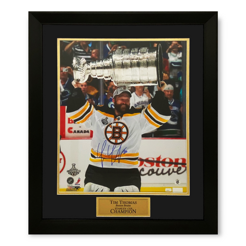 Tim Thomas Signed Autographed 16x20 Photograph Framed to 20x24 NEP