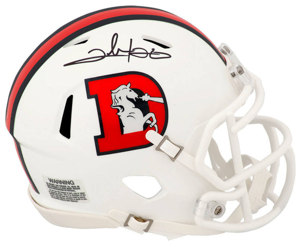 Clinton Portis Signed Broncos 2023 Alt Riddell Speed Mini Helmet -(SCHWARTZ COA)