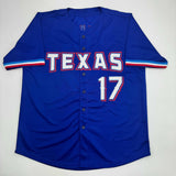 Autographed/Signed Nathan Eovaldi Texas Blue Jersey Beckett BAS COA