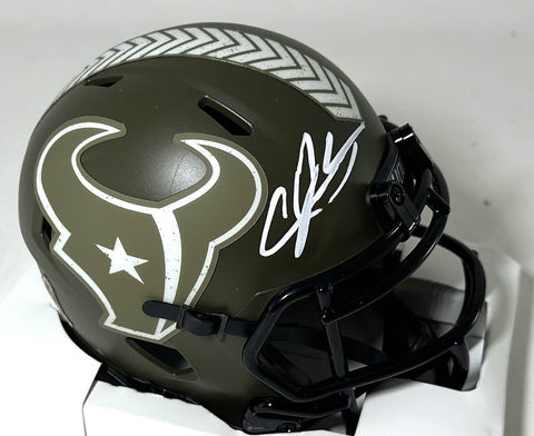 Texans ANDRE JOHNSON Signed Riddell 2022 SALUTE Speed Mini Helmet AUTO - BAS