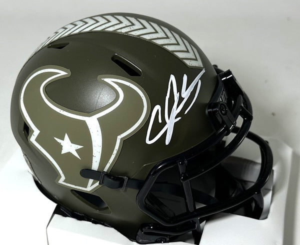 Texans ANDRE JOHNSON Signed Riddell 2022 SALUTE Speed Mini Helmet AUTO - BAS