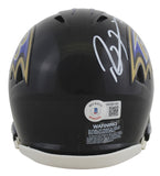 Ravens Ray Lewis Signed Speed Mini Helmet w/ White Sig w/ Case BAS Wit