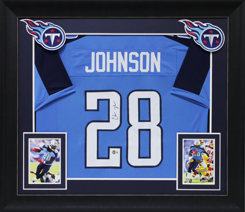Chris Johnson Authentic Signed Blue Pro Style Framed Jersey BAS Witnessed
