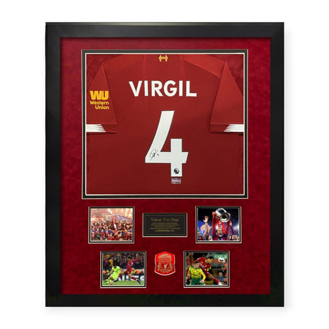 Virgil Van Dijk Liverpool FC Autographed Jersey Framed to 37x45 Icons
