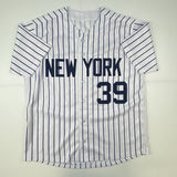 Autographed/Signed Darryl Strawberry New York Pinstripe Jersey JSA COA