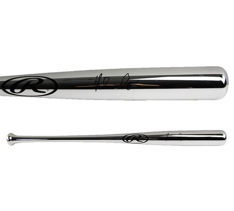 Nolan Ryan Signed Texas Rangers Rawlings Silver Chrome MLB Bat