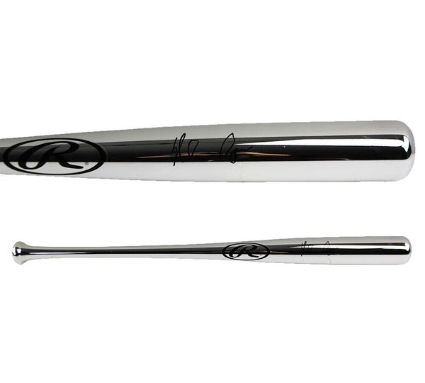 Nolan Ryan Signed Texas Rangers Rawlings Silver Chrome MLB Bat