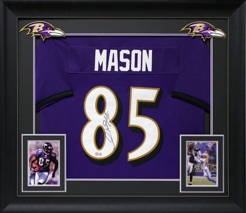 Derrick Mason Authentic Signed Purple Pro Style Framed Jersey BAS Witnessed