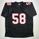 Autographed/Signed Jessie Tuggle Atlanta Black Football Jersey JSA COA