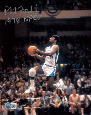 Phil Ford Autographed North Carolina Tar Heels 8x10 Photo 78 NPOY Beckett 57408