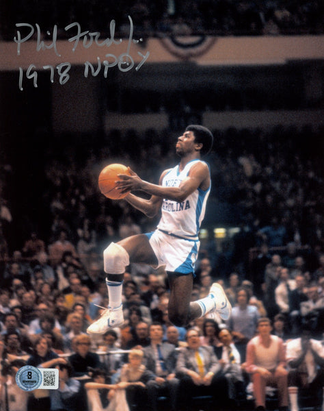 Phil Ford Autographed North Carolina Tar Heels 8x10 Photo 78 NPOY Beckett 57408