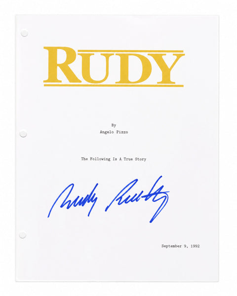 Rudy Ruettiger Signed Rudy Movie Script Cover Page - (SCHWARTZ SPORTS COA)