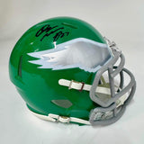 Autographed/Signed Quinyon Mitchell Eagles Kelly Green Mini Helmet JSA COA