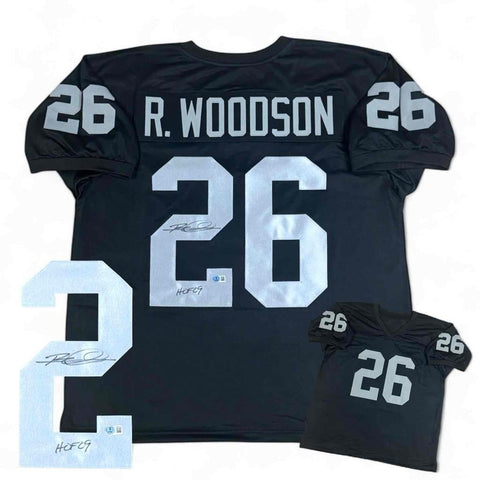 Rod Woodson Autographed Jersey with HOF - Black - Beckett Authenticated