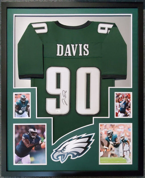 FRAMED PHILADELPHIA EAGLES JORDAN DAVIS AUTOGRAPHED SIGNED JERSEY JSA COA