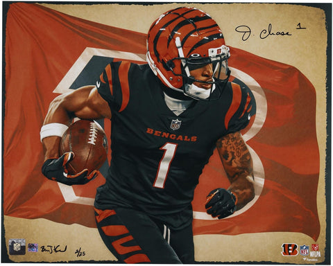 Ja'Marr Chase Bengals Signed 16x20 Photo Print-Art & Signed Brian Konnick-LE 25