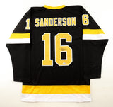 Derek Sanderson Signed Bruins Throwback Jersey (JSA) Boston Center 1968-1972