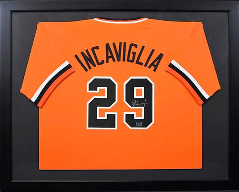 PETE INCAVIGLIA SIGNED OKLAHOMA STATE COWBOYS BASEBALL #29 FRAMED JERSEY COA