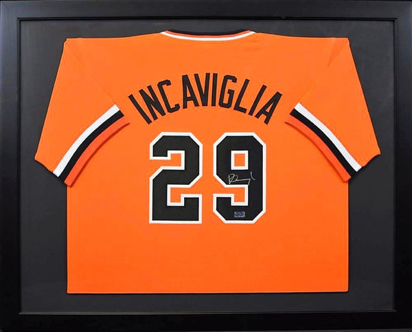 PETE INCAVIGLIA SIGNED OKLAHOMA STATE COWBOYS BASEBALL #29 FRAMED JERSEY COA