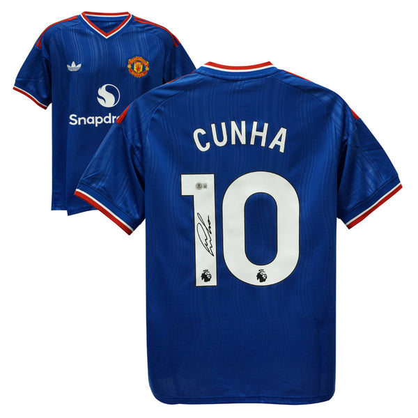 Matheus Cunha Signed Manchester Utd Away Soccer Jersey #10 with Beckett COA