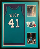 FRAMED CHARLOTTE HORNETS GLEN RICE SIGNED JERSEY BECKETT COA