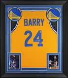 Rick Barry "HOF 1987" Authentic Signed Yellow Pro Style Framed Jersey BAS Wit
