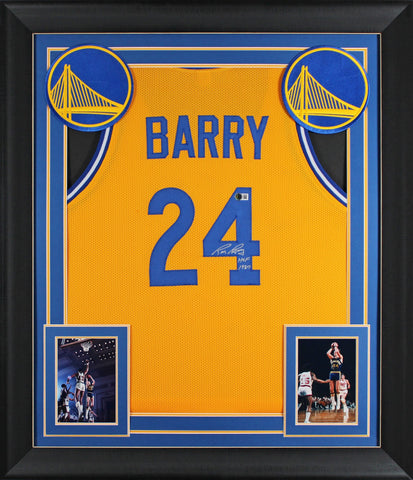 Rick Barry "HOF 1987" Authentic Signed Yellow Pro Style Framed Jersey BAS Wit