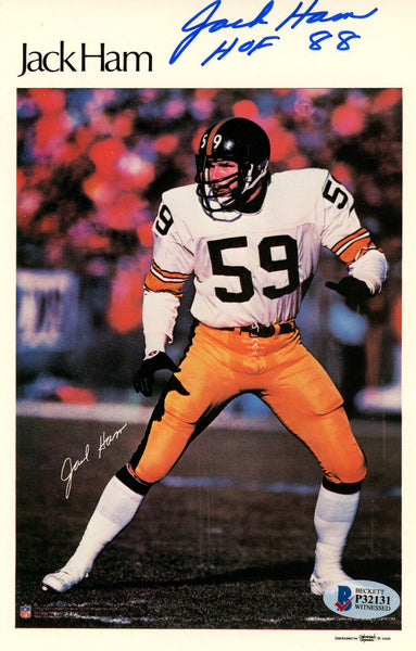 Jack Ham Autographed Pittsburgh Steelers Mini Poster HOF Beckett 46187