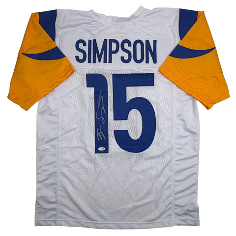 Autographed/Signed Ty Simpson Los Angeles LA White Football Jersey JSA COA