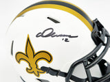 Chris Olave Signed Saints Lunar Eclipse White Speed Mini Helmet Beckett Wit