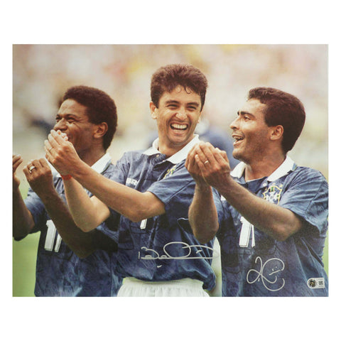 Bebeto & Romario Signed Brazil Celebration Print Size 16''x20'' with Beckett COA