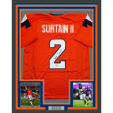 Framed Autographed/Signed Patrick Surtain II 35x39 Denver Orange Jersey JSA COA