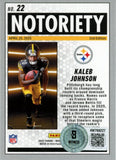 Kaleb Johnson Signed Steelers 2025 Mosaic Notoriety #22 Card Beckett 56985