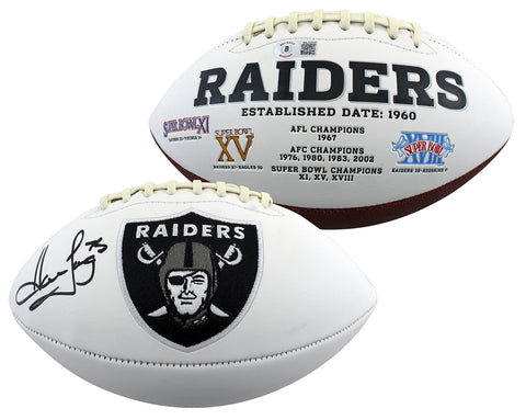 Raiders Howie Long Authentic Signed White Panel Logo Football BAS Witnessed
