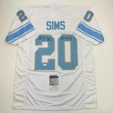 Autographed/Signed Billy Sims 80 ROY Detroit White Football Jersey JSA COA