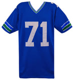 Walter Jones Signed Blue Throwback Custom Football Jersey w/NFL 100 - (SS COA)