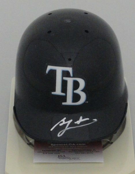 Tampa Bay Rays BEN ZOBRIST Signed Riddell Mini Helmet AUTO - JSA