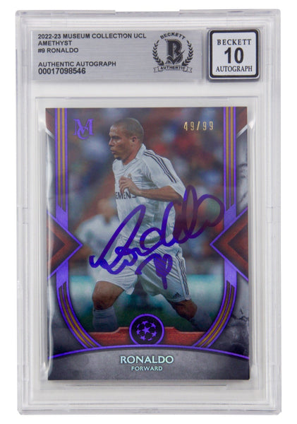 Ronaldo Nazario Signed 2022-23 Topps Museum UCL Amethyst /99 - BGS 10 Autograph