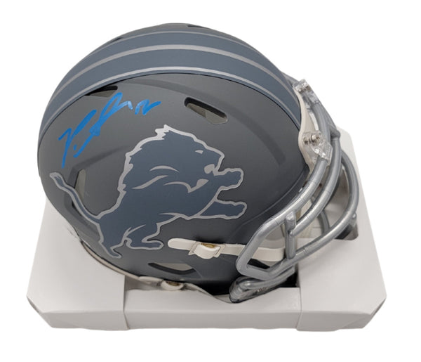 Penei Sewell Autographed Detroit Lions Slate Mini Helmet Beckett Witnessed