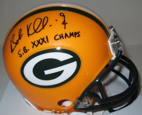 Packers BOB KUBERSKI Signed Mini Helmet AUTO w/ SB XXXI Champs