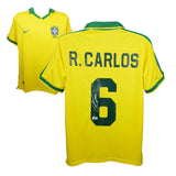Roberto Carlos Signed Brazil Home Soccer Jersey #6 with Beckett Witness