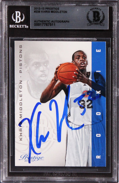 Pistons Khris Middleton Authentic Signed 2012 Prestige #239 Rookie Card BAS Slab