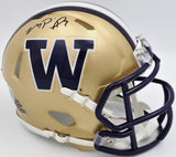 Michael Penix Jr. Autographed Washington Mini Helmet Beckett Witness 2W906690