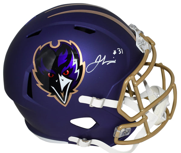 JAMAL LEWIS SIGNED BALTIMORE RAVENS 2024 PURPLE FULL SIZE SPEED HELMET BECKETT